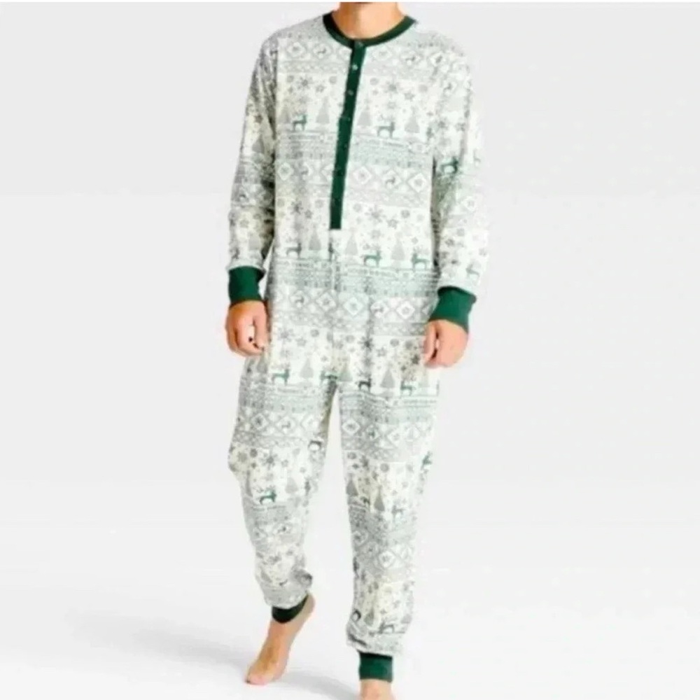 Hearth and Hand Men’s Christmas pajama onesie with hatchback